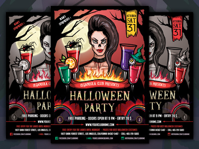 Halloween Party Flyer Template creepy dark dead evil halloween horror moon night nightmare party scary zombie