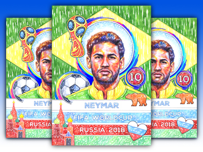 Illustration - World Cup: Neymar Junior ball fifa football illustration neymar poster russia soccer sport world cup