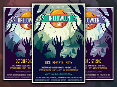 Halloween Party Flyer Template creepy dark evil halloween horror moon night nightmare october party scary zombie