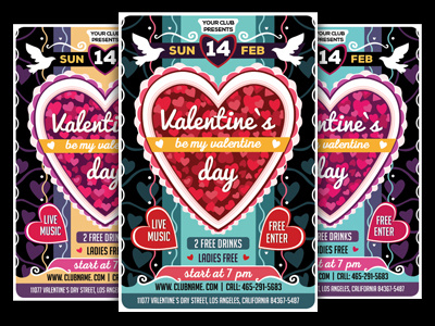 Valentines Day Flyer Template flyer heart love loving party romantic valentine valentines day vday wedding