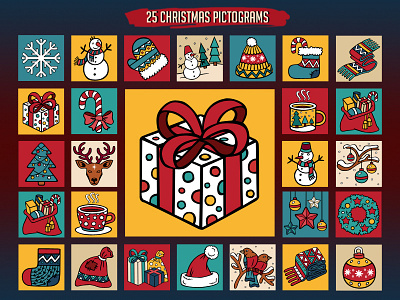 Christmas Icon Set christmas christmas card christmas gift christmas icons christmas party christmas tree december holidays icons icons pack icons set merry christmas new year new year eve new year party new years eve santa snowman winter xmas