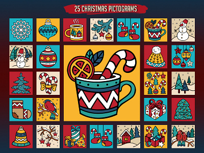 Christmas Icon Set christmas christmas card christmas eve christmas gift christmas icons christmas party christmas tree december holidays icon pack icon set icons merry christmas new year new year eve new year party santa snowman winter xmas