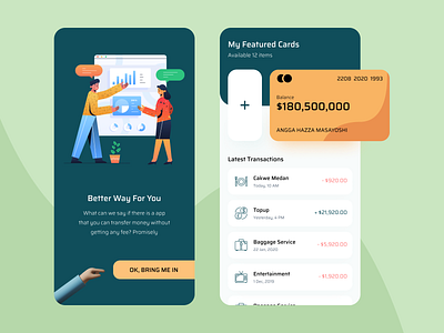 Fintech Pay finance app illustration ui design