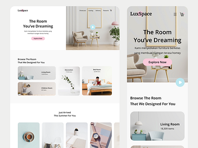 LuxSpace Website ecommerce furniture landing page store ui design website