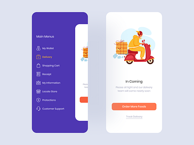Side Menu food mobile app navigation side menu ui design