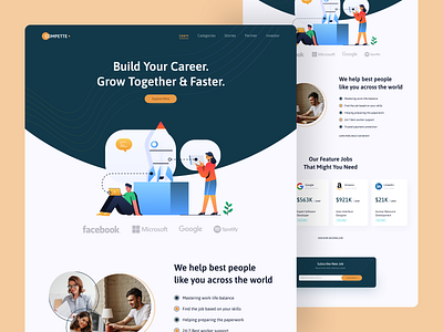 Compette Jobs Landing Page Pixel from BuildWith Angga find work job jobs landing page startup ui design website