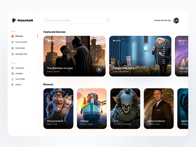 Moonton Movie Streaming Dashboard browse dashboard movie stream ui design web design website