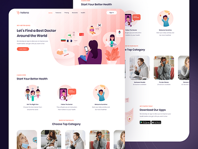 Hellena Online Doctor Consultation business doctor health illustration landing page message online doctor ui ux web design website