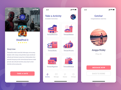 TemanKita - Find a Friend App app friend home icon illustration mobile movie profile ui ux wireframe