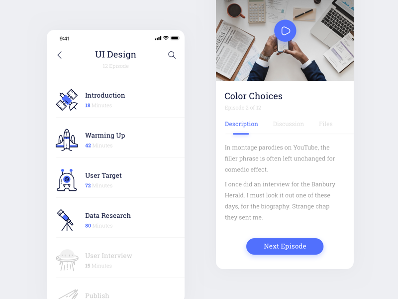 Educast - Course Mobile App education video wireframe icon app mobile course ux ui