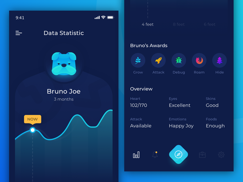 Pet Profile Statistic game icons icon illustration ux ui angga risky wireframe mobile ui design