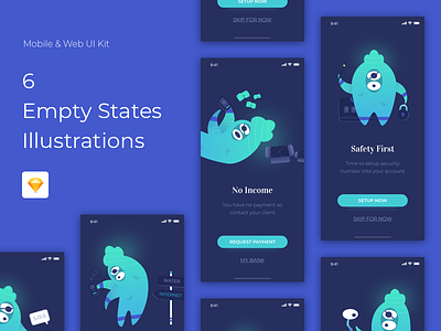 Empty States Illustrations angga risky app icon illustration mobile ui ui design wireframe