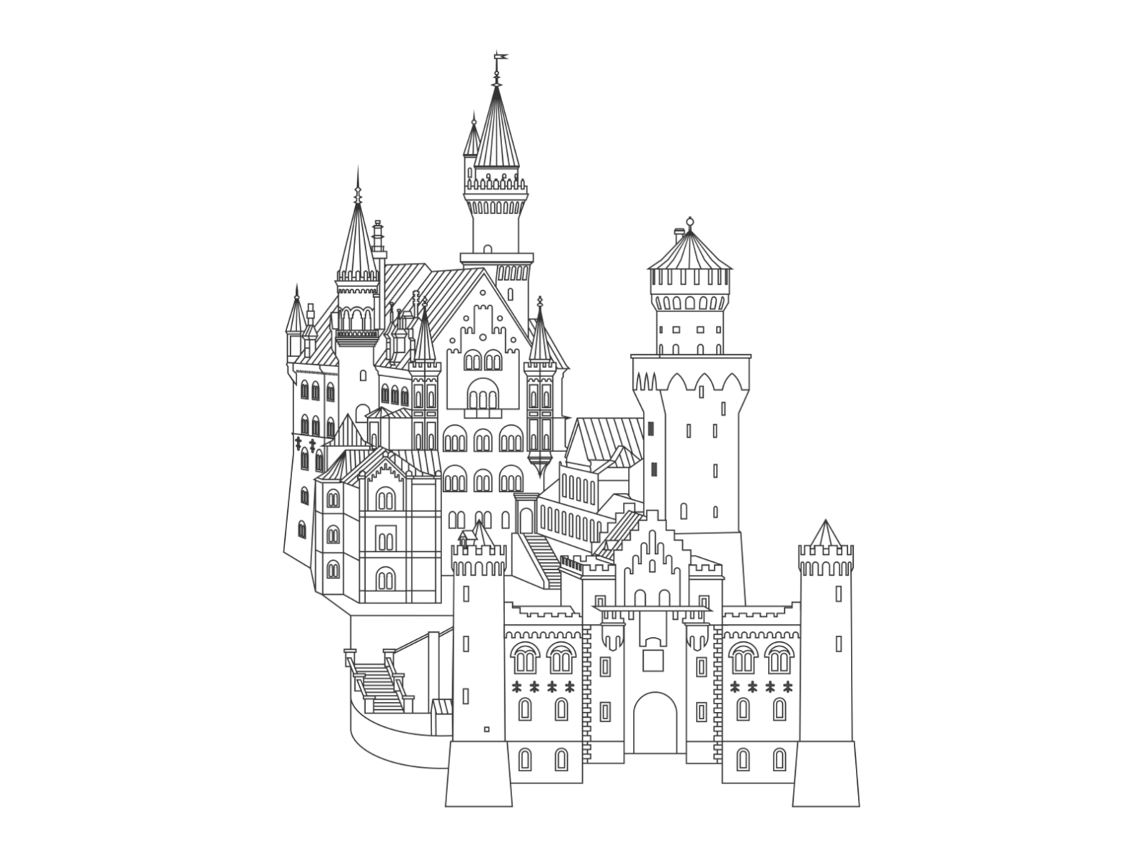 A sketch of Neuschwanstein Castle in Germany ... : r/castles