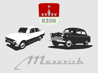 Moskvich - soviet car in vector