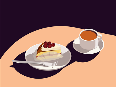 Coffee time cake coffee cup flat food illustration monogram vector