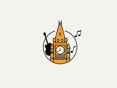 Music tower #2 clock guitar icon illustration lines logo note notes outline tower vector