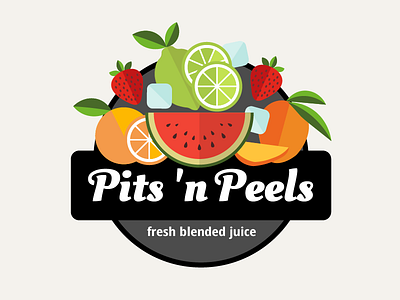 Fresh blended juice flat fruits ice juice lime logo orange strawberry watermelon
