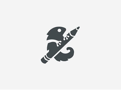 Creative cham. animal chameleon creative icon logo mark monogram negative pencil