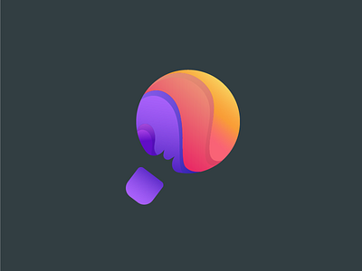 Balloon ball balloon fly gradient icon logo