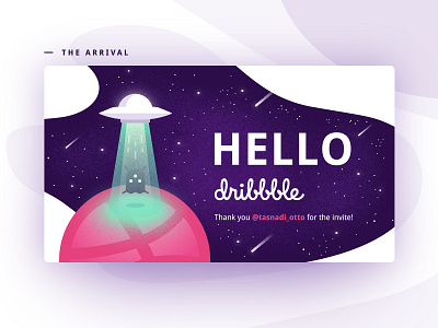 Hello Dribbble! alien debut dribbble first shot hello illustration planet space ufo
