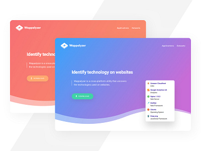 Wappalyzer landing page daily gradient hero hero section jumbotron landing page simple ui web website