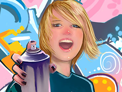 Spray girl graffiti illustration magazine murales painting smile spray