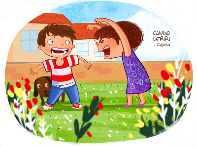 Scream children flower fun illustration pet picture book play
