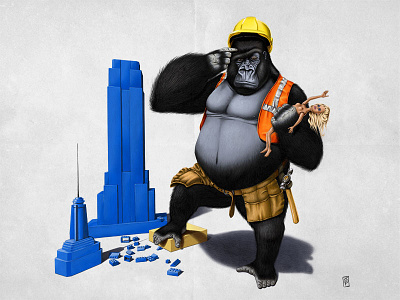 Building an Empire animal ape barbie building doll gorilla illustration lego nature pencil