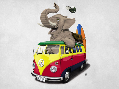 Pack the Trunk elephant rasta surf transport trip trunk van vehicle vw