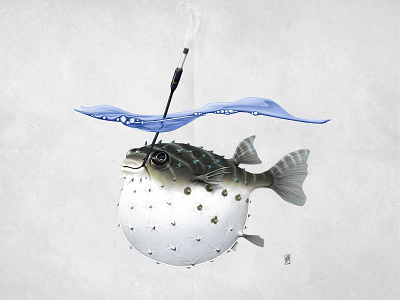 Take It Outside cigarette fin fish ocean puffer sea smoking swim water