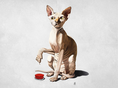 Cat-astrophe animal animal behaviour button cat digital feline illustration pencil rob snow sphinx warning