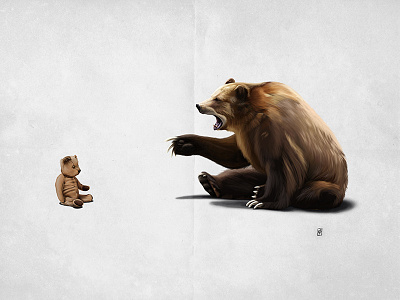 Brunt animal bear brown digital fur illustration mixed media pencil teddy toy
