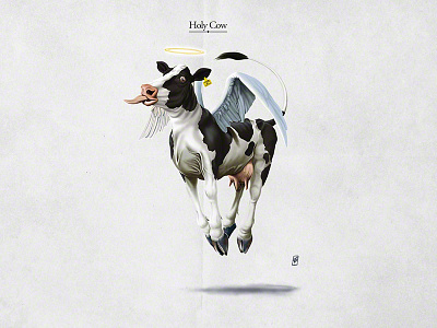 Holy Cow angel animal animal behaviour bovine cow digital holy cow painting pencil rob snow wings