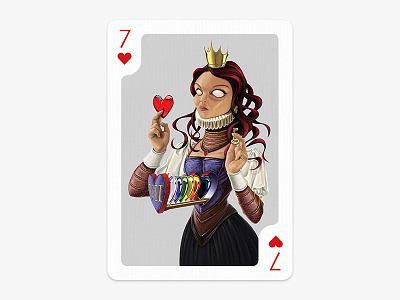 Playing Arts Special Edition Card Set - 7 ♥ Hearts hearts illustration photoshop playing arts playing card queen seven steam punk victorian