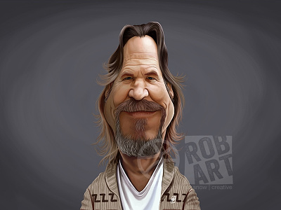 Jeff Bridges actor caricature celebrity cinema film hollywood jeff bridges movies portrait star the big lebowski the dude