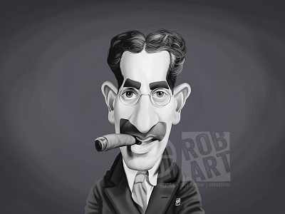 Groucho Marx caricature celebrity cigar cinema comedy film groucho marx illustration movie star personality portrait vintage