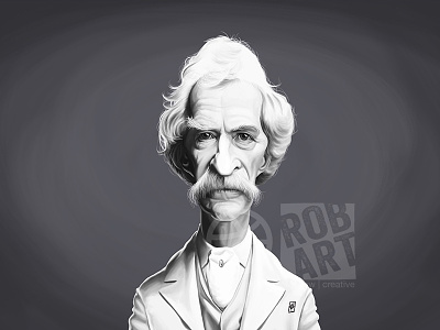 Mark Twain author books caricature celebrity face illustration literature mark twain portrait writer
