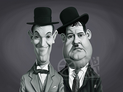 Laurel and Hardy caricature celebrity comedy hollywood illutration laurel and hardy movies portrait vintage