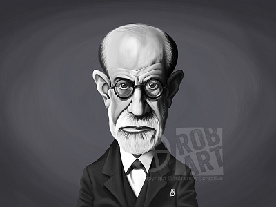 Sigmund Freud brain caricature celebrity face illustration medicine mental mind portrait psychiatrist sigmund freud