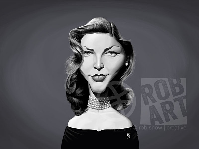 Lauren Bacall actress caricature celebrity cinema female film hollywood illustration lauren bacall movies portrait vintage