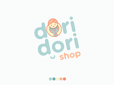 Dori Dori Shop Logo branding child theme childrens cute design illustration learning logo retail shop