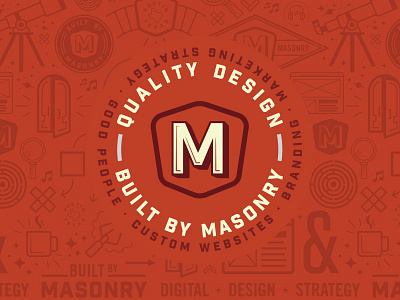 Masonry Badge badge branding built by masonry coffee custom websites logo masonry pattern strategy telescope