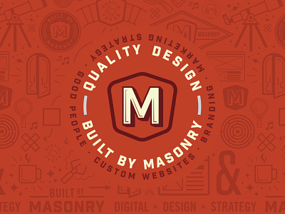 Masonry Badge badge branding built by masonry coffee custom websites logo masonry pattern strategy telescope