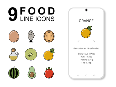 Healthy food line icons