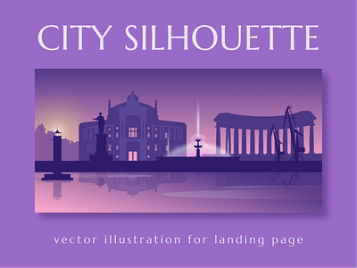 City silhouette vector illustration for landing page city graphic design illustration landing page night city silhuette vector website