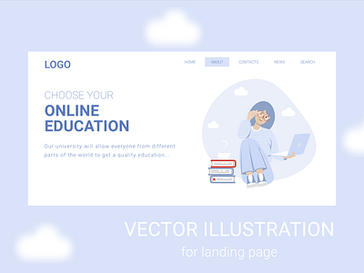 Online education education graphic design illustration landingpage online student univerci vector