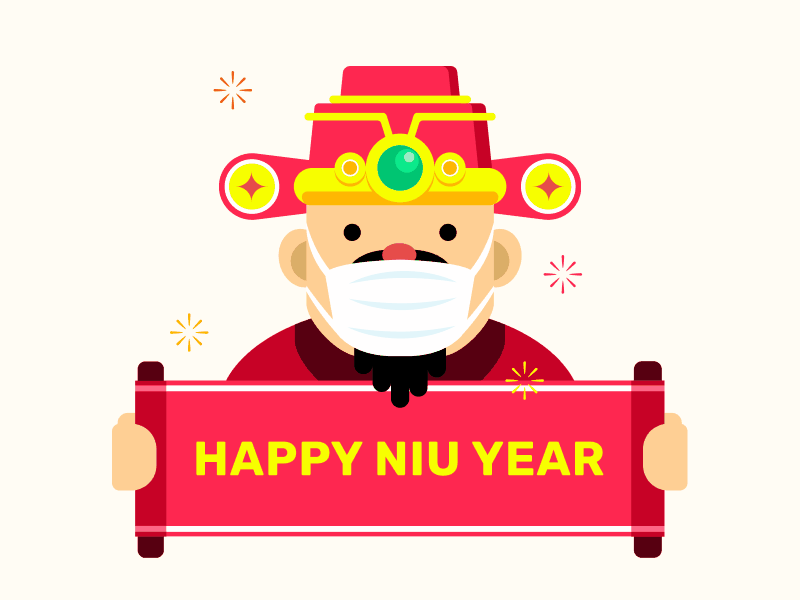 Happy Niu Year fortune gif illustration new year