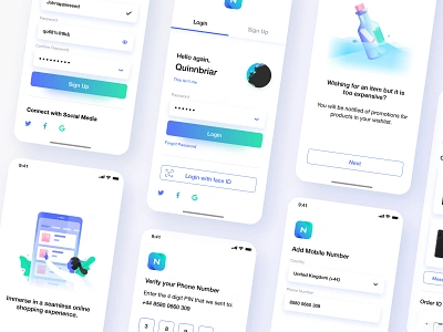 Light Themed UI 2 app cart clean dark design ecommerce gallery illustration left leftalign leftaligned lights marketplace minimal minimalism neon typography ui ux white