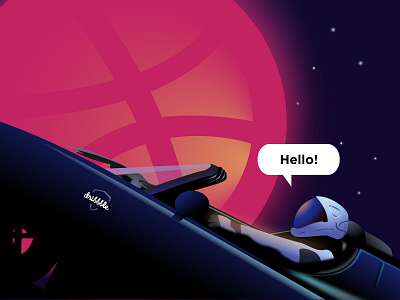 HELLO DRIBBBLE ! astronaut ball car future hellodribbble space tesla