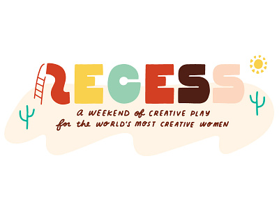 Recess Logo branding cactus desert hand lettering identity illustration logo recess santa fe